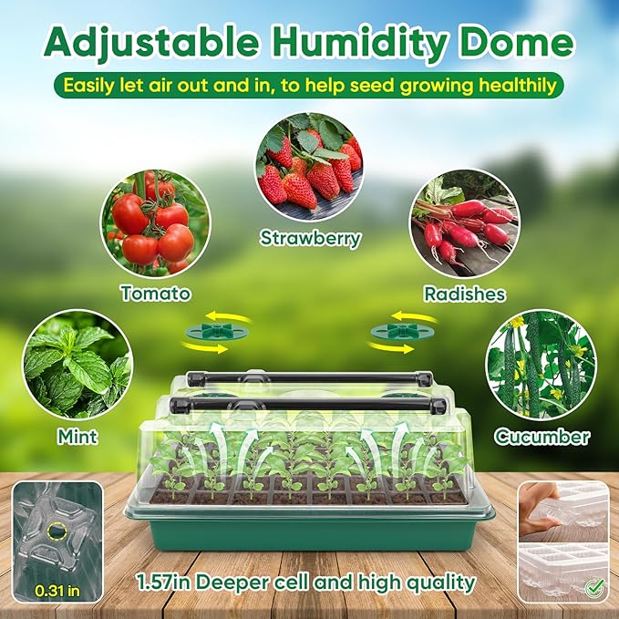 BlumWay Seed Starter Tray with Grow Light,80-Cells Seedling Tray with Humidity Dome/Indoor Grow Kit,1-24 Hours Timed Light Plant Starter Set,White&Blue&Red Grow Light