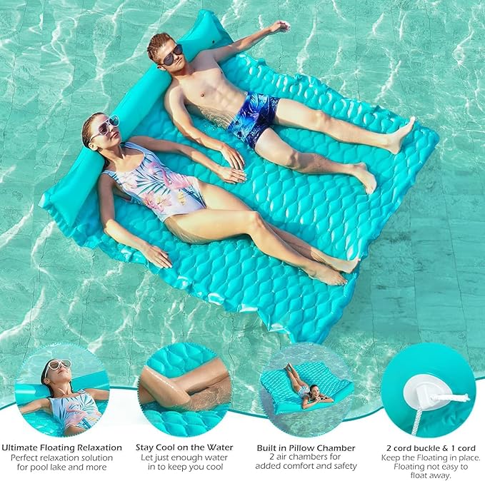 Jasonwell Floating Mat Pool Floats - Giant Inflatable Pool Float Lake Raft Lounge Floating Water Mat for Swimming Pool Floatie Lounger Beach Pool Party Toy for Adults & Kids