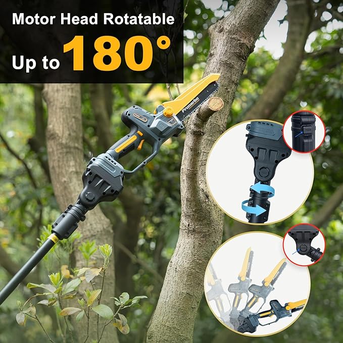 2 In 1 Mini Chainsaw 8 Inch Cordless Hand-Held Electric Chain Saw with Pole Compatible with Makita 18V Batteries Branch Cutter 8000mAh Battery PR-E8-Set
