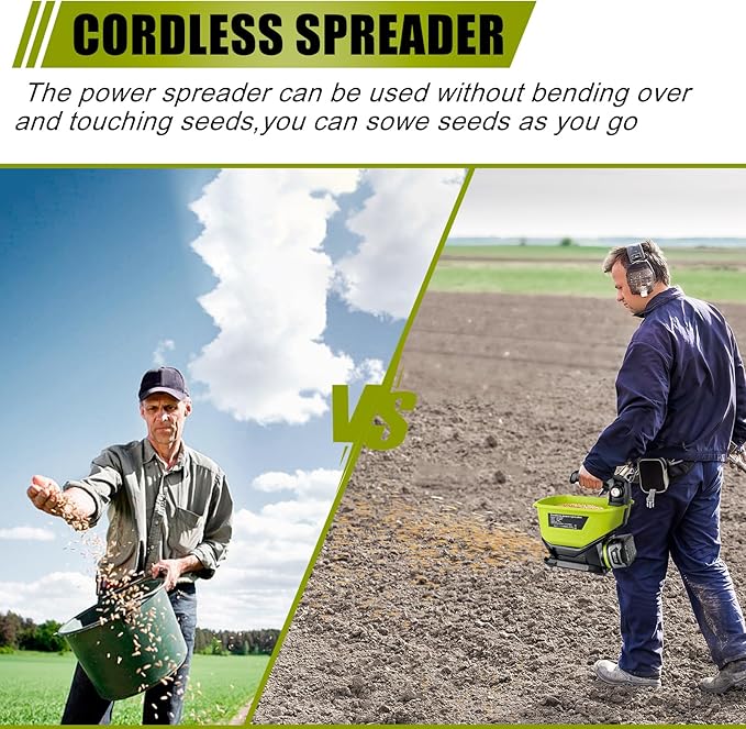 Salt Spreader for Ryobi 18V Battery, Handheld Power Spreader for Seeds, Fertilizer, Year-Round Coverage for Grass Seeds, Rock Salt, and ice melt Seasons. (Tool only)