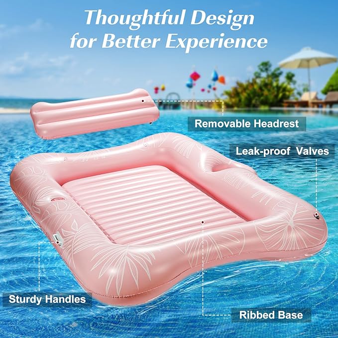 HeySplash Pool Lounger Float for Adult, Inflatable Pool Floats Bed Cooling Contour Lounger Rafts, Water Rafts for Lake, Outdoor Beach Pool Party