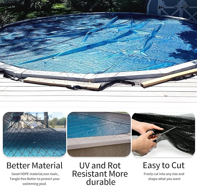 24 Feet Round Leaf Net Cover for Above Ground Pool,Mesh Pool Net Cover with 18 Pcs Pool Cover Clips Fits 24FT Above Ground Pools, Keeps Leaves Out of Your Pool (Black, 24FT)