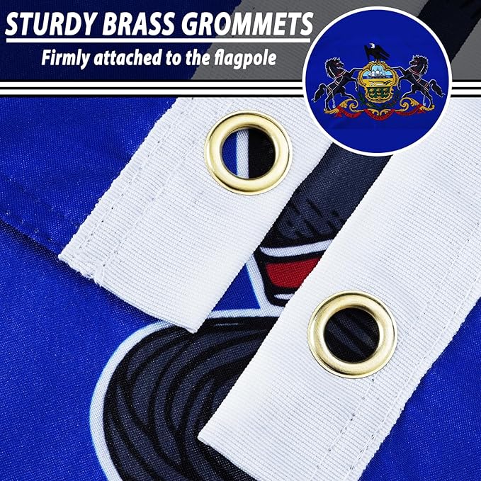 FLAGWIN Pennsylvania Flag 3x5 FT - 3 Ply Double Sided Polyester Pennsylvania State Flag with Brass Grommets - Vivid Color and Fade Proof State of Pennsylvania Flags 3x5 Outdoor