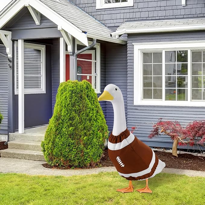 Football Porch Goose Outfit Game Day Costume for Goose Clothes Garden Outdoor Lawn Patio Yard Art Bowl Party Decoration