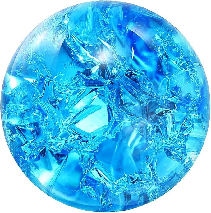 uxcell 30mm/1.2" Crystal Sphere Ball Ice Cracked Glass Solid Decorative Sphere Crystal Ball Prop Ornament for Feng Shui Divination Fortune Telling Tabletop Fountain Decoration, Lake Blue