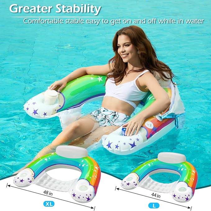 Jasonwell Pool Float with Canopy - Inflatable Pool Floaties Adult Floating Pool Chair Lounge Floats for Swimming Pool Water Chair Pool Lounger with Cup Holders Pool Toy Party Floaty for Adults