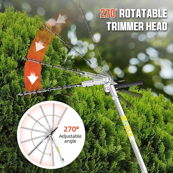 52cc Gas Powered Weed Eater, 6 in 1 Gas Weed Wacker with Hedge Trimmer & Pole Saw - Multi-Attachment Brush Cutter,2-Stroke Gas String Trimmer for Yard Maintenance
