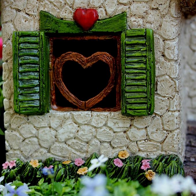 PRETMANNS Fairy Garden House for Outside – Sturdy Building 7” High with Door That Opens – Adorable Miniature Garden Accessories Supplies