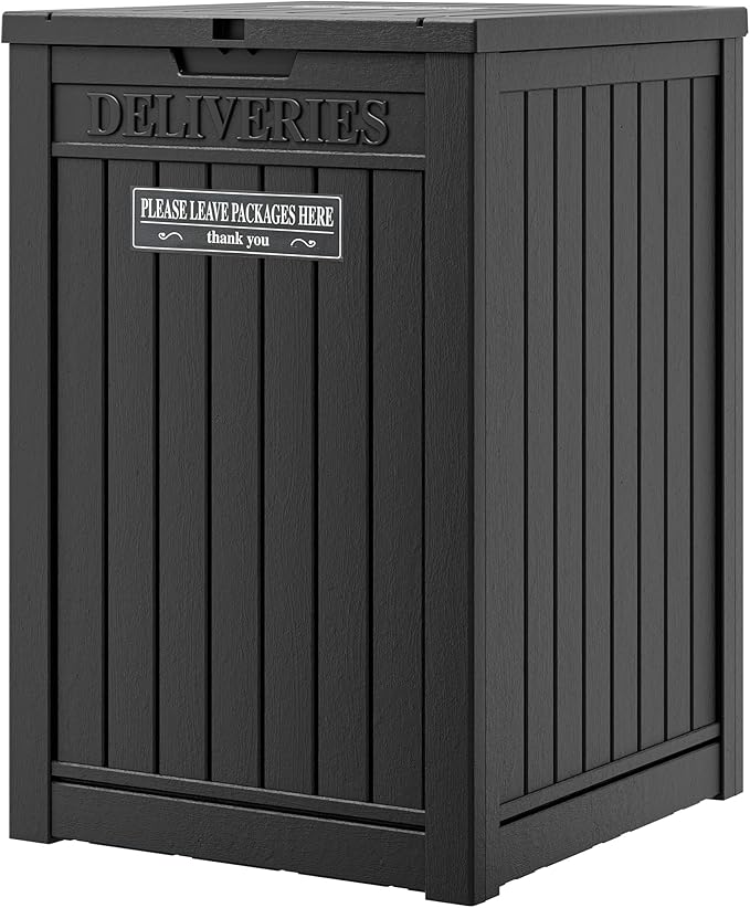 Package Delivery Box for Outside, 48 Gallon Storage with Lockable Secure, Large Resin Outdoor Package Drop Container