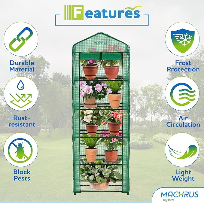 Ogrow® Mini Portable Greenhouse, with Cover and 5 Tier Shelves