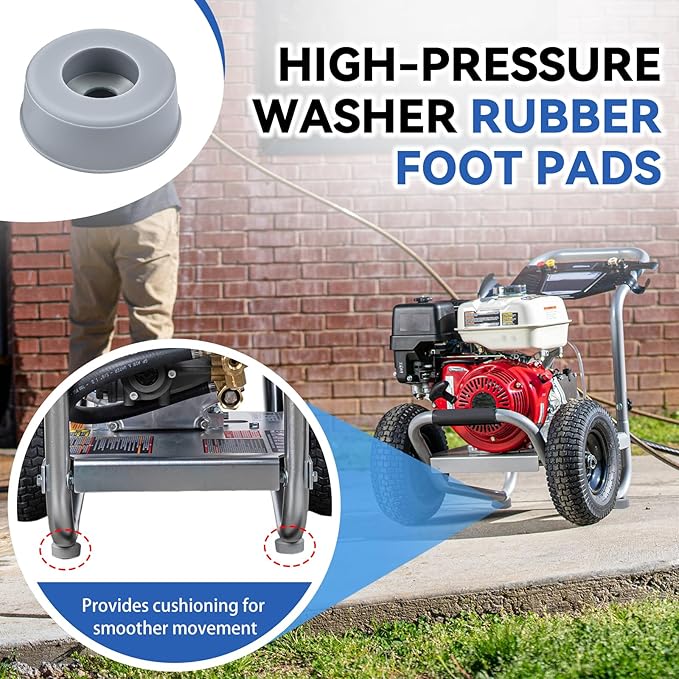 7107262 Gas Pressure Pressure Washer Rubber Feet Replacement for Most Gas Pressure Washer Frame Foot Parts Enhanced Pressure Washers Stability and Surface Protection (2 Pack)