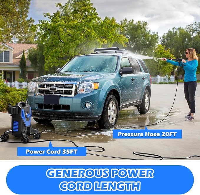 Pressure Washer -4800PSI with Anti-Tipping, 35FT Power Cord,Power Washer for Cars Fences Driveways Patios Home