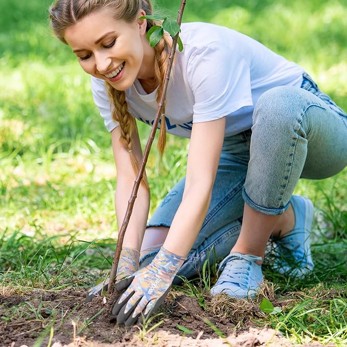 COOLJOB 2 Pairs Colorful Gardening Gloves for Women Ladies, Breathable Rubber Coated for Yard Garden, Outdoor Indoor Protective Work, Small Size, Varied Colors