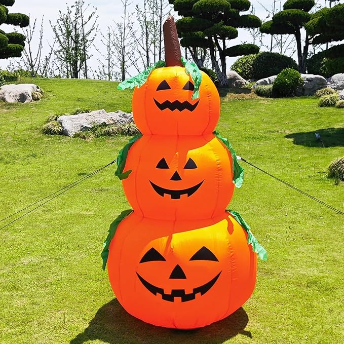 DearSun 6FT H Halloween Inflatable Stacked Pumpkins Blow up Pumpkin Stacked with Build-in LED Lights, Blow up 3 Pumpkins Inflatable Outdoor Indoor Decorations Large Party Yard Decoration