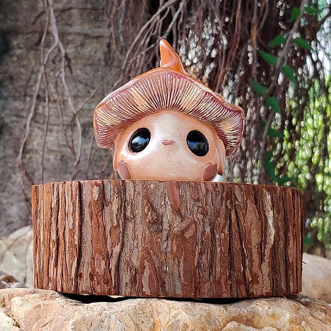 Whimsical Mushroom Garden Statue, Garden Mushrooms Outdoor Decor Gnome Garden Decor Fairy Garden Accessories for Yard, Patio, Home Desk, Backyard, Lawn Ornament Birthday Gift for Women and Men