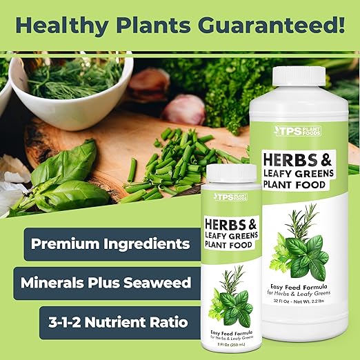 TPS NUTRIENTS Herb Plant Food for All Edible Herbs, Leafy Greens and Veggies, Liquid Houseplant Fertilizer, 1 Gallon (128 oz)