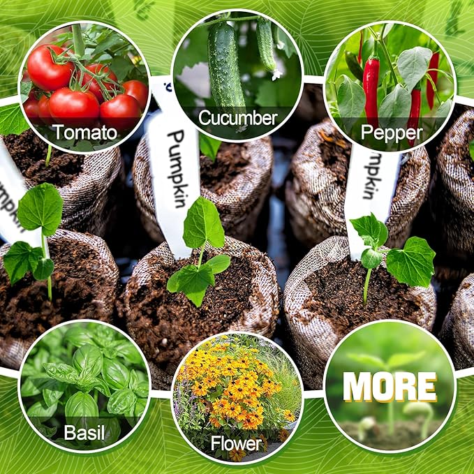 50mm Peat Pellet for Seedling - 50pcs Seeds Plant Starter Plugs, Compressed Nutrient Fiber Garden Soil Block with 50 Labels, Plant Pods Bulk for Transplanting Herb Flower Vegetables