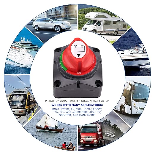 Marine Battery Disconnect Switch - Premium On-Off Position Master Cut Off - 6V 12V 24V 48V - Battery for Boat, ATV, RV, UTV, Heavy Duty Waterproof Isolato Switch, 275/1250 Amps (On-Off)