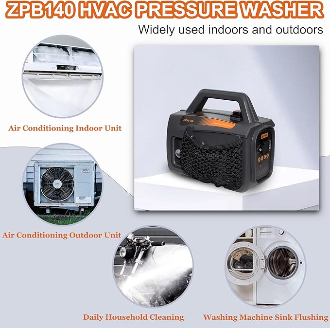 Updated ZPB140 Port A Blaster HVAC Coil Cleaning, Portable Pressure Washer, Coil Jet Cleaner for ac Unit 120V 80W for Indoor or Outdoor, Flow Rate 4L/min, Working Pressure 0.7-1.0MPa
