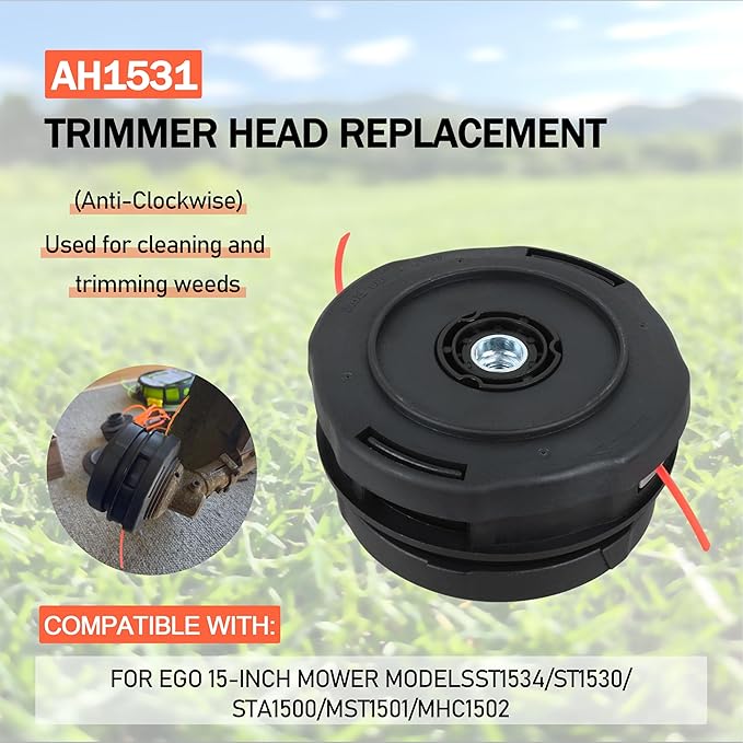 AH1531 Trimmer Head Replacement Ego String Trimmer 15-Inch(Anti-Clockwise) Models ST1534 ST1530 STA1500 MST1501 MHC1502 (AH1531 Trimmer Head（1 Pack）)