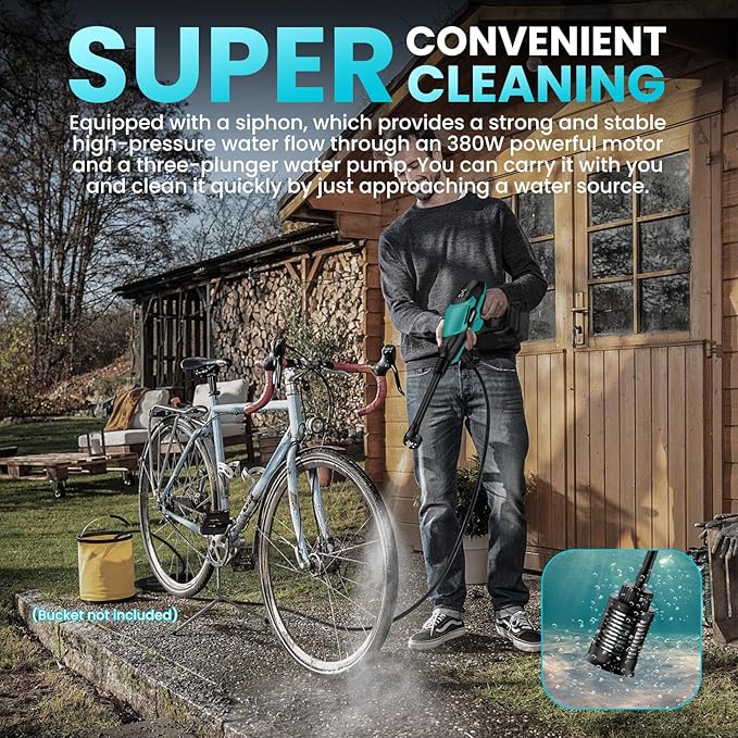 Cordless Pressure Washer for Makita 18V Battery, 800 PSI Portable Handheld Power Washer with Brushless Motor, 6-in-1 Nozzle, 3 Level Adjustable for Car Yard Fence Wall Cleaning (Battery Not Included)