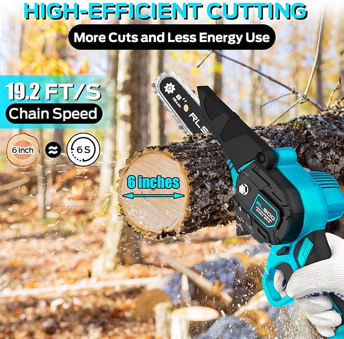 Mini Chainsaw 6 Inch Cordless, Battery Powered Electric Handheld saw, Tree Trimmer Wood Branch Cutter for Household and Garden,Christmas Gifts for Woman, Seniors, Beginners, Seasoned Pros