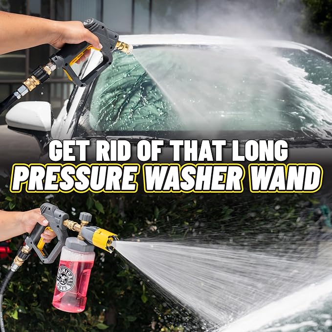 Chemical Guys Snubby Pressure Washer Gun with Foam Cannon Attachment - Short Handle for Gas and Electric Pressure Washers, Ideal for Car Washing, Detailing, and Home Cleaning Projects