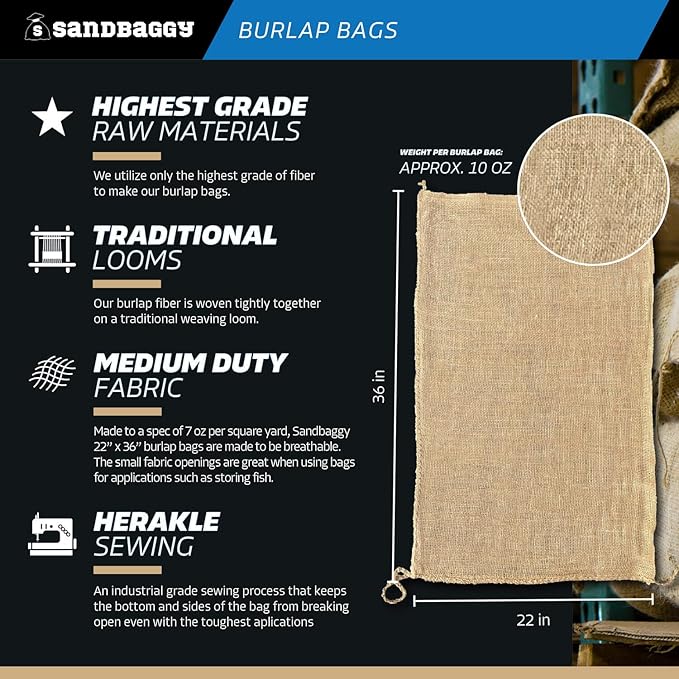 Burlap Bags for Vegetables & Gardening, 22" X 36"- Jute Sacks Perfect for Kids - Plant Covers - Holds Up to 50lbs - Food Grade (Burlap Sack, 100, Count)