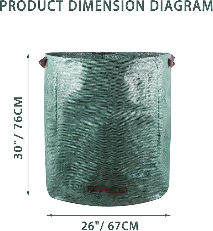3-Pack 72 Gallons Heavy Duty Reusable Garden Bags with 2 Reinforced Handles & Gloves, Tear-Resistant Leaf Collection Bags for Yard Waste, Lawn Debris, Camping