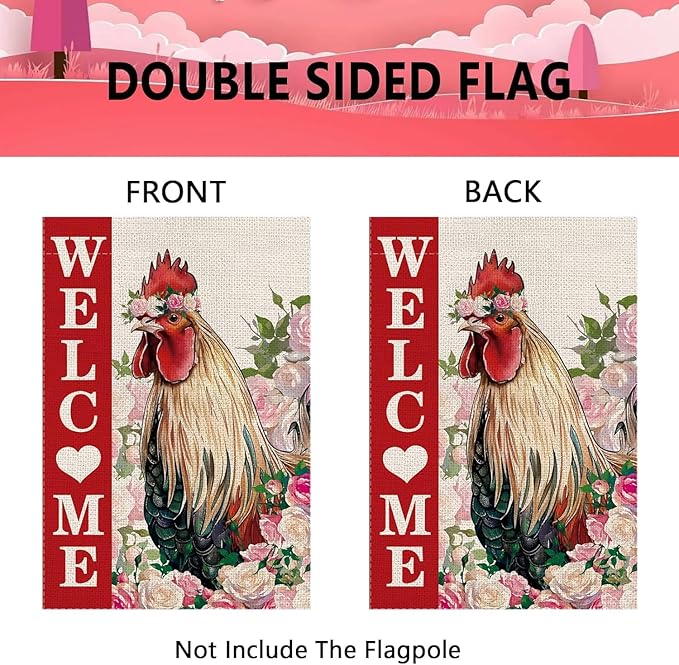 Seasonal Garden Flags Chicken Double Sided Flags Set of 11 Holiday Farmhouse Indoor Outdoor Yard Lawn Christmas Gifts Decorations 12.5x18 Inch