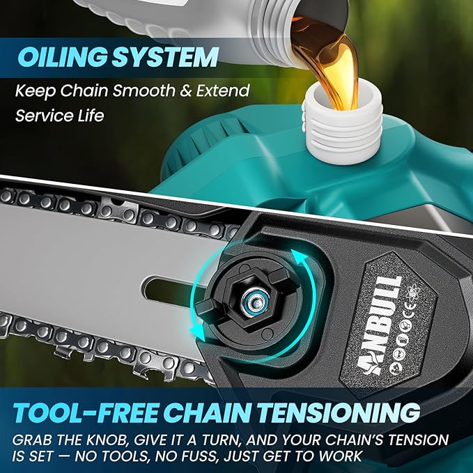 Anbull 2-IN-1 Cordless Pole Saw & 6 Inch Brushless Mini Chainsaw with 2x 4.0Ah Battery, Electric Pole Saws for Tree Trimming, with 15.5ft Max Extension Pole for Tree Branches Wood Cutting