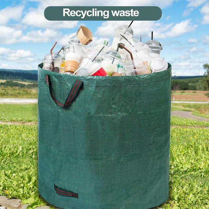4 Pcs 72 Gallons Reusable Yard Waste Bags Extra Large Leaf Lawn Bags Reusable Heavy Duty With 4 Handles Garden waste Bags Containers for Clean Up Leaves Debris Grass Clipping