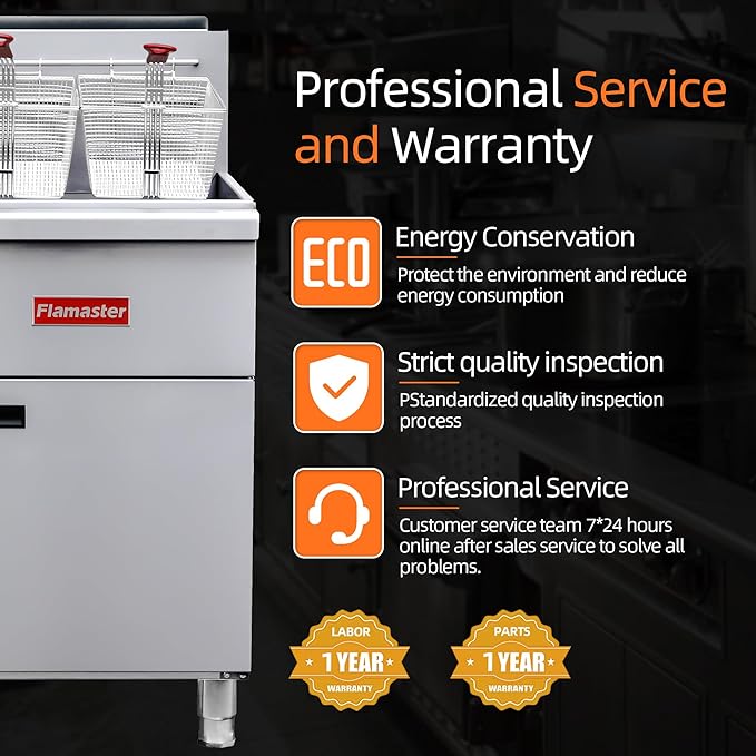 Commercial Open Pot Fryer with 2 Baskets, 100000 BTU 40-50 Lbs Oil Capacity Liquefied Gas Fryer (Propane), Only Commercial Use Deep Fryer for Restaurants, Food Trucks-Floor Standing