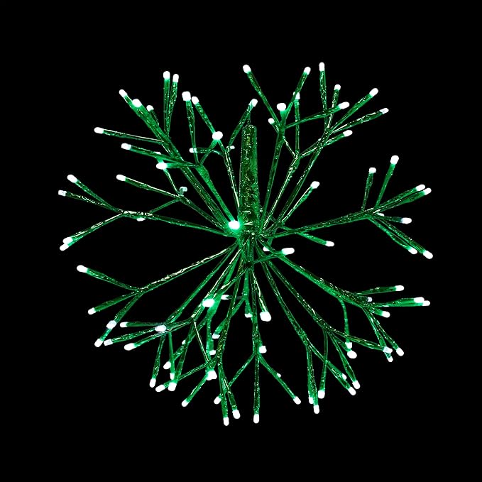 Alpine Corporation 16"H Indoor Holiday 3D Snowflake Hanging Ornament with LED Lights, Green , Christmas Decoration