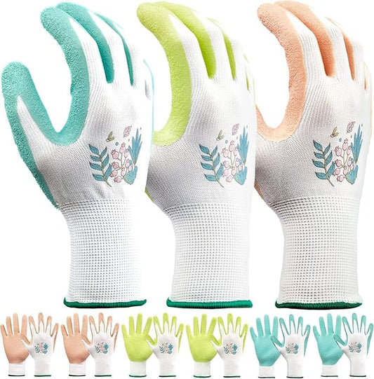 Gardening Gloves for Women,6 Pairs Garden Gloves for Women,Bulk Pack Work Gloves Women Rose Pink Green Aqua Large