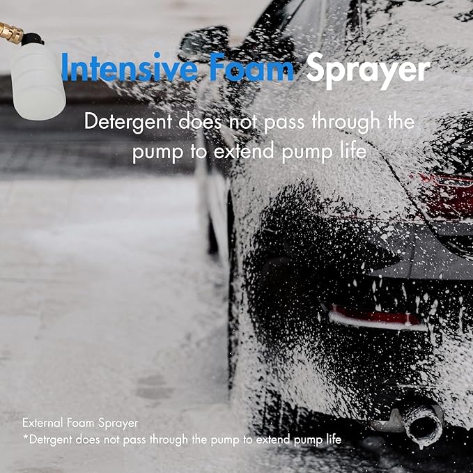 Pressure Washer with 4 Nozzles & Foam Cannon for Driveways, Cars, Fences,Patios, and Outdoor Cleaning (Black)