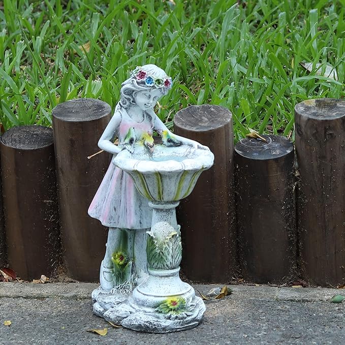 Fairy Garden Statue, Solar Garden Angel Figurine Outdoor Decoration Waterproof Resin Angel Sculpture for Patio Yard Lawn Porch Art Decoration Ornament Housewarming Christmas Birthday Gift
