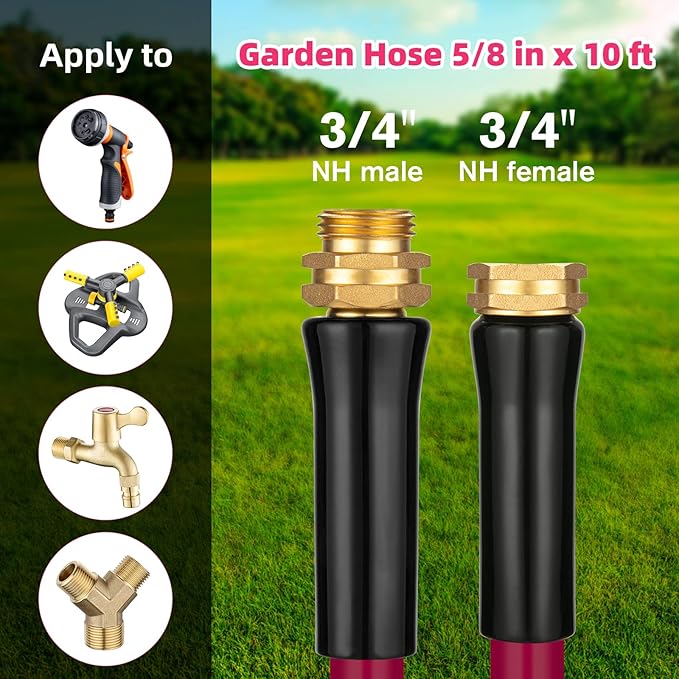 WELLUCK Garden Hose 5/8 in x 10 ft, Heavy Duty Durable Anti Kink Flexible Garden Water Hose for Drinking Water Safe BPA Free, All-weather Lightweight Water Hose for Garden RV Camper Marine