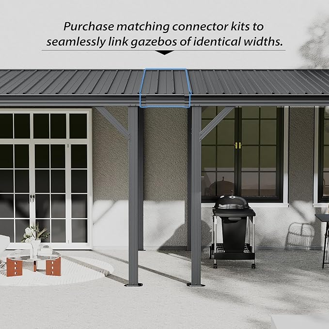 Gazebo Connector Kit - for 12ft Width Wall Mounted Gazebos, Durable Steel Expansion Linker, Rustproof & Easy Assembly for 12'x20' Lean to Gazebos