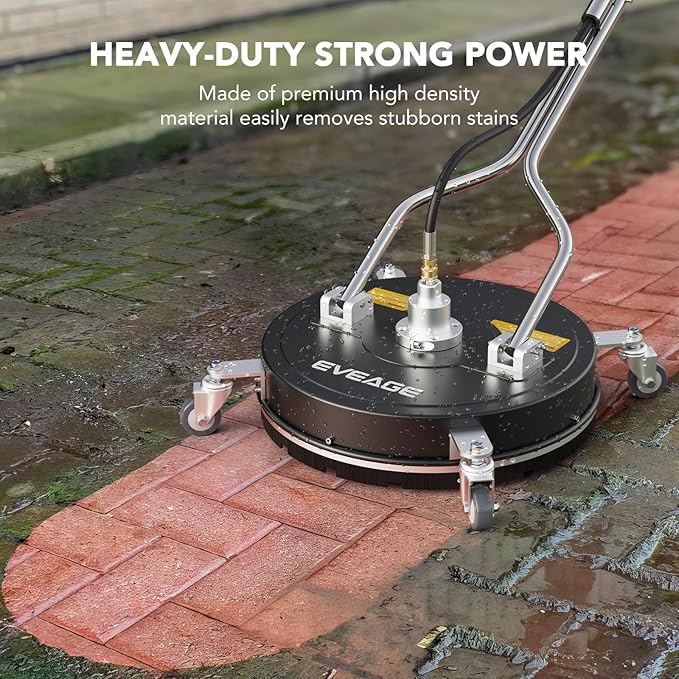 EVEAGE 20" Pressure Washer Surface Cleaner, EP003 Dual Handle Stainless Steel Power Washer Surface Cleaner with 4 Wheels, 4000 PSI, Perfect for Driveways, Sidewalks,Patios,Decks Cleaning