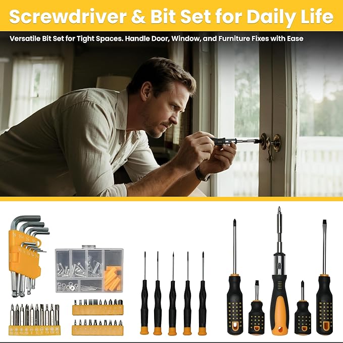 168-Piece Tool Kit Socket Wrench Hand Tool Set with Toolbox Storage Case Household Tool Kit for Home College Dorm Office