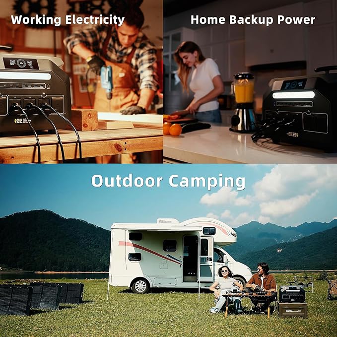 IEE P2400 Portable Solar Generator,2400W 4xAC Outlet(Peak 5000W),1800W 1.2H Fast Charge,2048WH Lifepo4 Battery,5-8MS EPS Switch APP Control Below 30DB Quiet Power Station for Home Backup,RV.Outdoor.