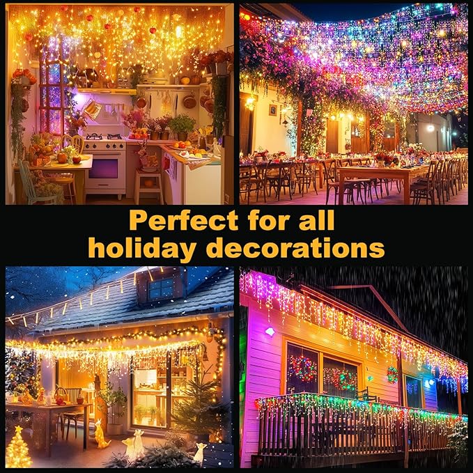 Christmas String Lights Outdoor, Warm White to Multicolor 98ft 1280 LEDs with App and Remote Control for Outside Yard Patio Eave Decorations