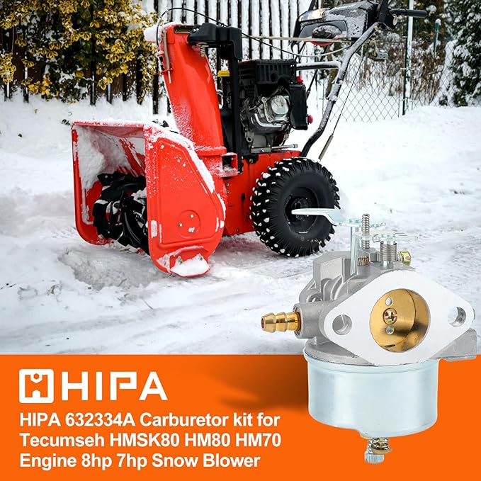 Hipa HMSK80 Carburetor for Tecumseh 632334A 632334 632111 Carb HM80 HM70 HMSK90 Snow Blower Fit for John Deere AM108405 Toro 824 824XL 828 Snow Blower Thrower MTD 8 HP Engine