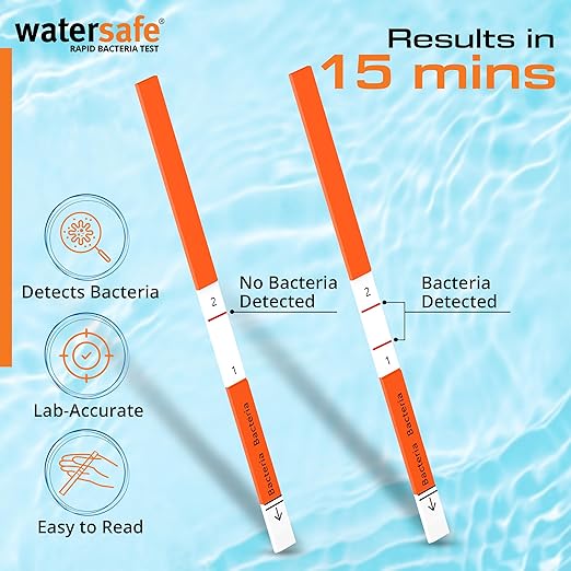 Pool and Spa Rapid Bacteria Test by Watersafe, Detects Down to 1 Bacteria/μL, including E. coli, Salmonella and More, Pack of 10