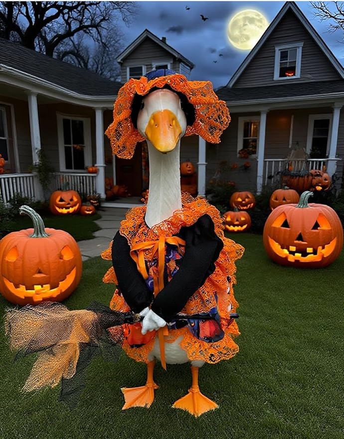 YLYGJGL Halloween Porch Goose Costume Set - 23 Inch White Goose Decor, Carnival Easter Party Outdoor Decoration
