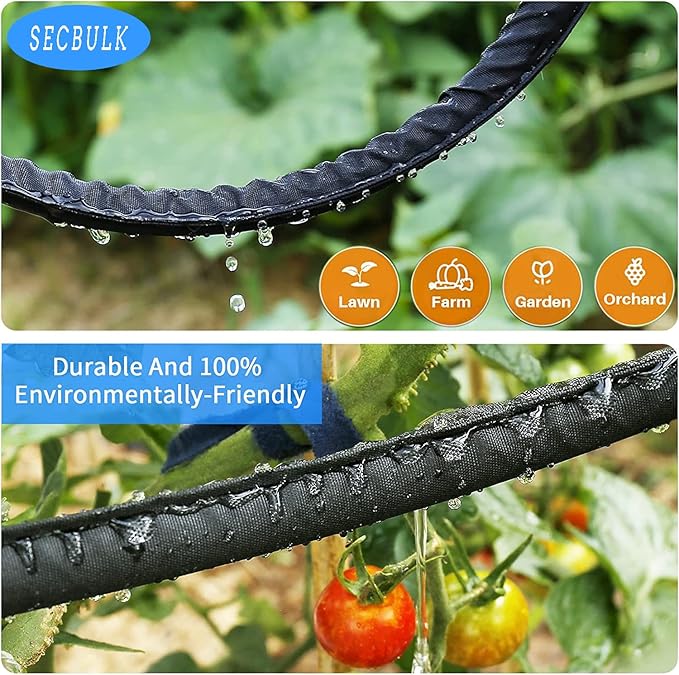 2025 Flat Soaker Hose 100 ft for Garden, 100' (50ft x 2) Linkable Drip Hose Diy Garden Irrigation System Saving 80% Water, Dual-layer Leak-free Design Water Hose with Holes