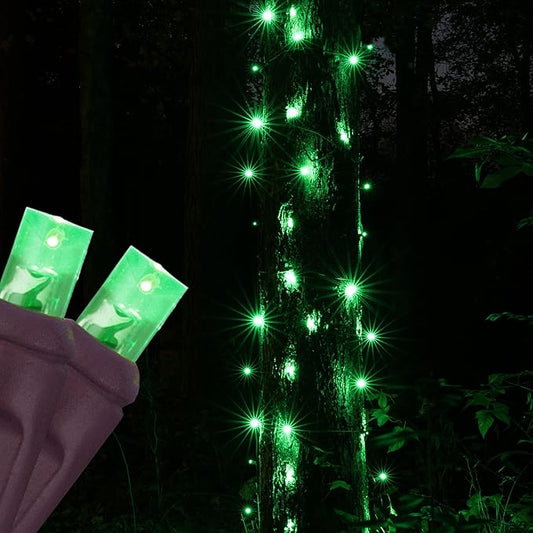 Green StretchNet Pro 5mm LED Trunk Wrap Lights on Brown Wire