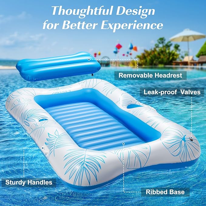 HeySplash Pool Lounger Float for Adult, Inflatable Pool Floats Bed Cooling Contour Lounger Rafts, Water Rafts for Lake, Outdoor Beach Pool Party