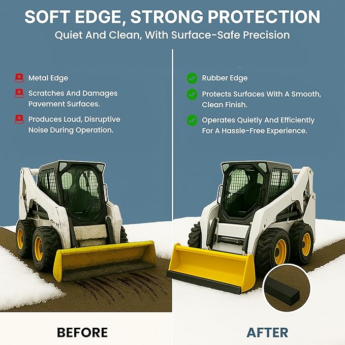 SIMOND STORE - Rubber Snow Plow Cutting Edge – Heavy Duty 120" x 6" x 1" Snow Plow Deflector Smooth & Surface-Safe Snow Clearing - Fit for ATV, Tractors, Skid Steers & UTVs Snow Pusher Cutting Edge
